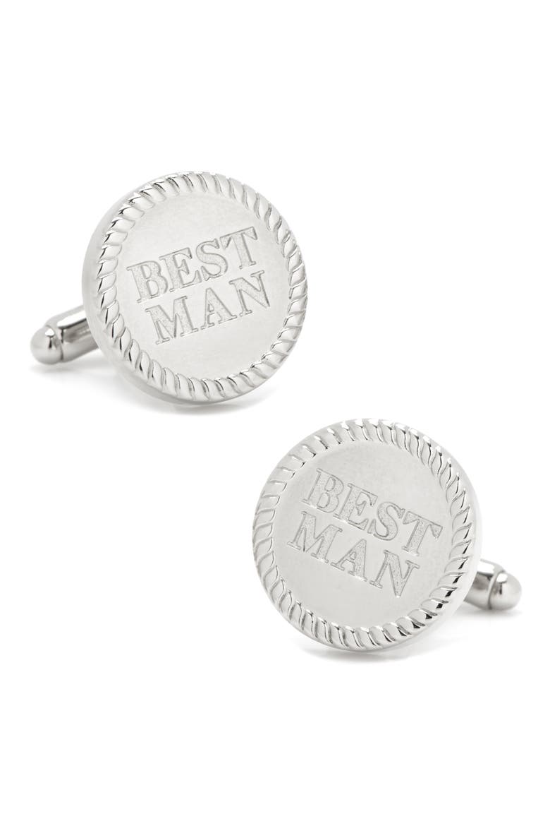 Best Man Cuff Links, Main, color, SILVER