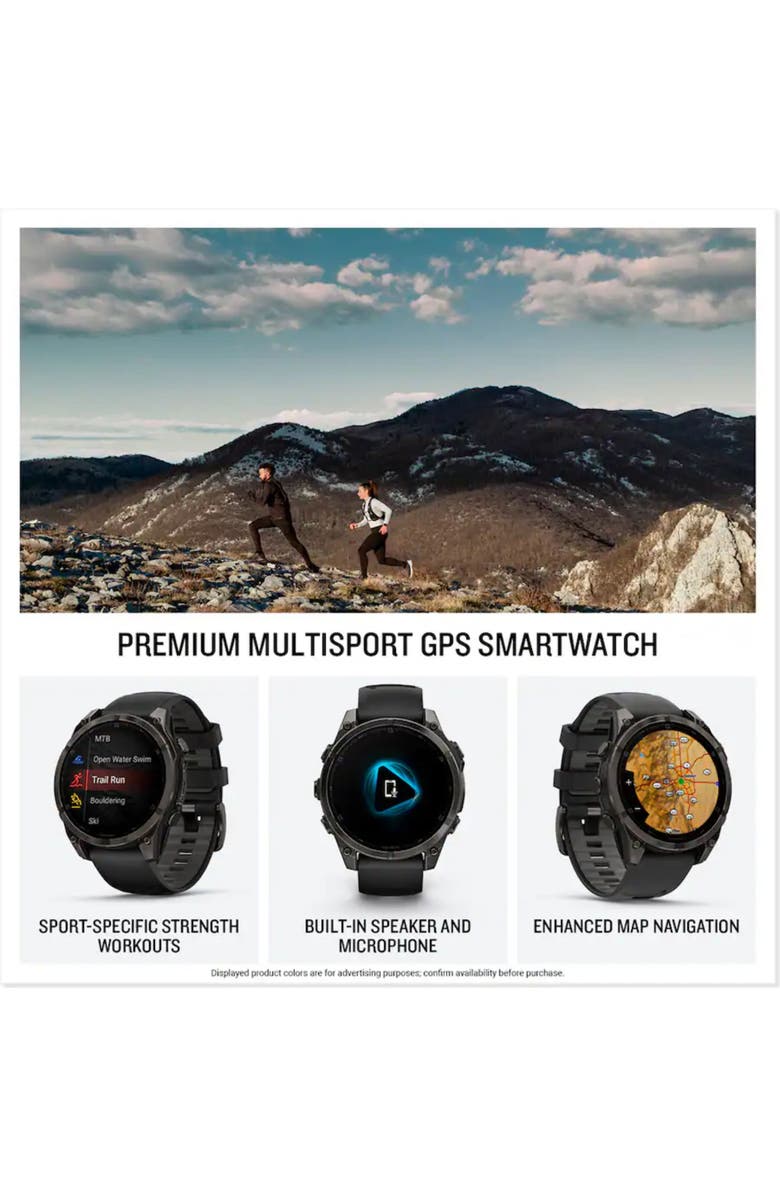 Garmin fenix 8 47mm, AMOLED, Ultimate Outdoor GPS Smartwatch, Saphire, Alternate, color, Titanium Black
