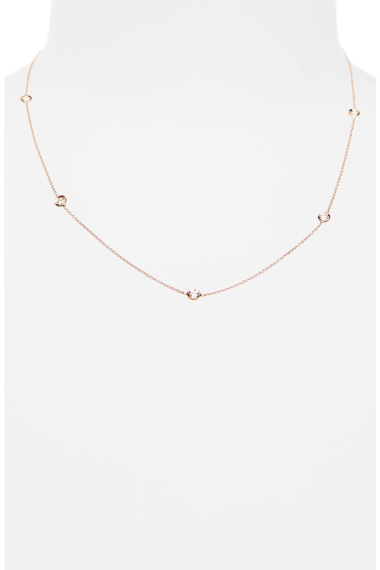 5-Station Diamond Necklace, Alternate, color, ROSE GOLD