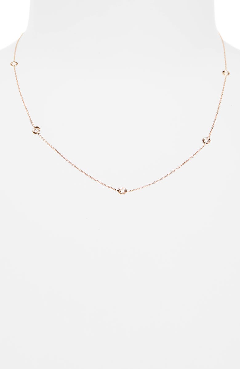 Roberto Coin 5-Station Diamond Necklace, Alternate, color, Rose Gold
