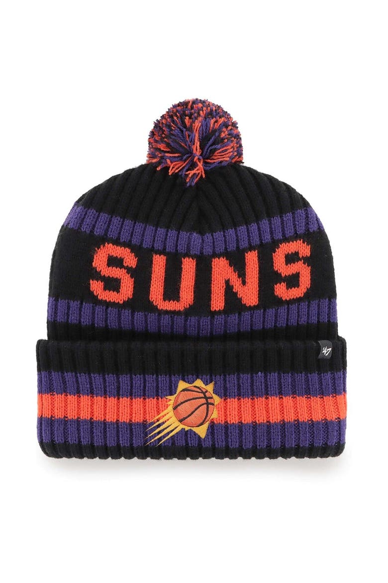 Men's '47  Black Phoenix Suns Bering Cuffed Knit Hat with Pom, Main, color, Black