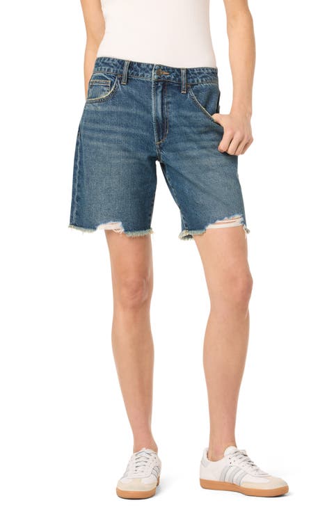 Easy Raw Hem Bermuda Shorts
