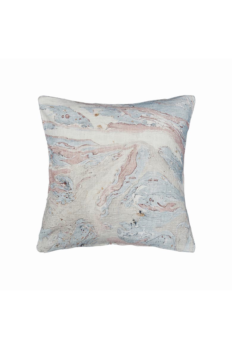 Swirling Marble Rose Quartz Stone Pattern Cotton Accent Throw Pillow, Main, color, Pink