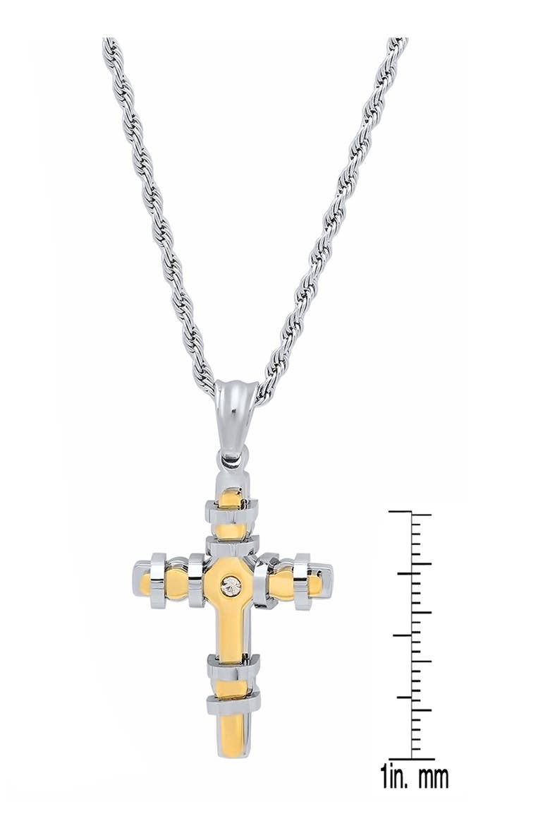 Men's Cross Pendant Necklace, Alternate, color, SILVER/GOLD