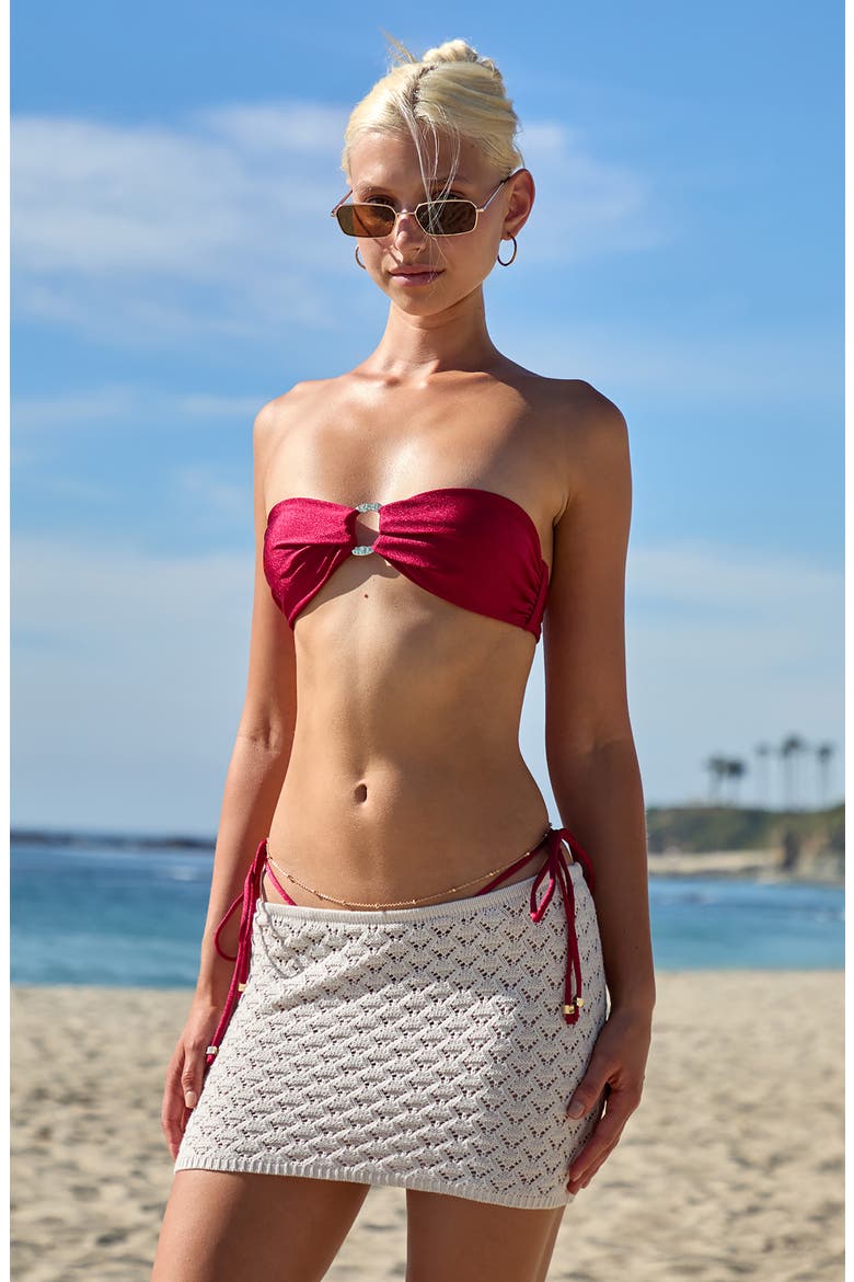 Phoebe Open Stitch Cover-Up Miniskirt, Alternate, color, IVORY