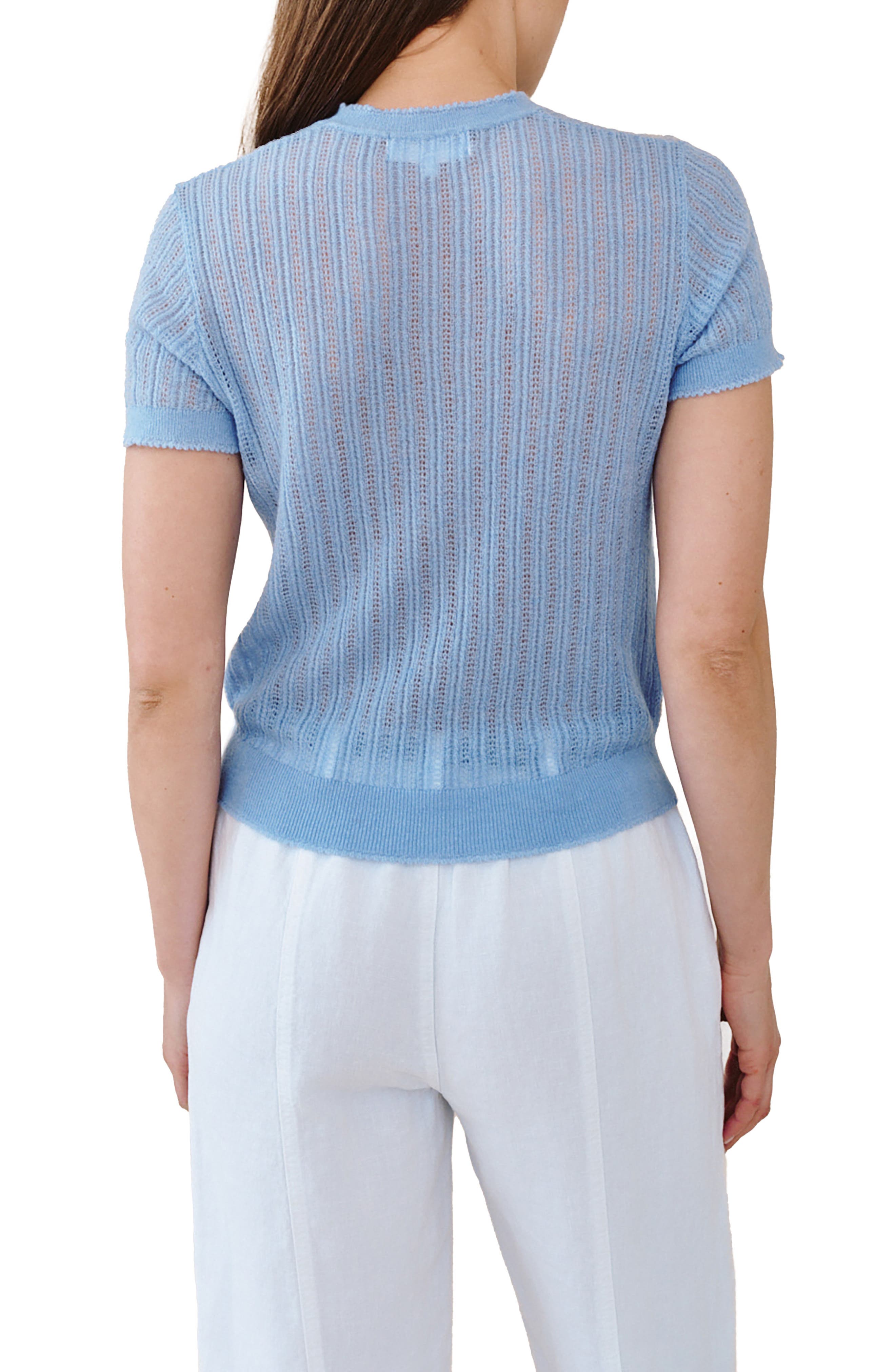 Pointelle Short Sleeve Sweater - image 2