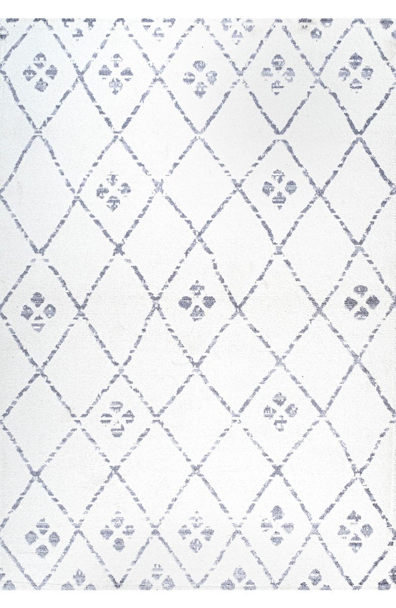 JONATHAN Y Izil Moroccan Geometric Diamond Area Rug, Main, color, Ivory/Light Gray