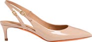 Santoni Women's patent leather mid-heel slingback