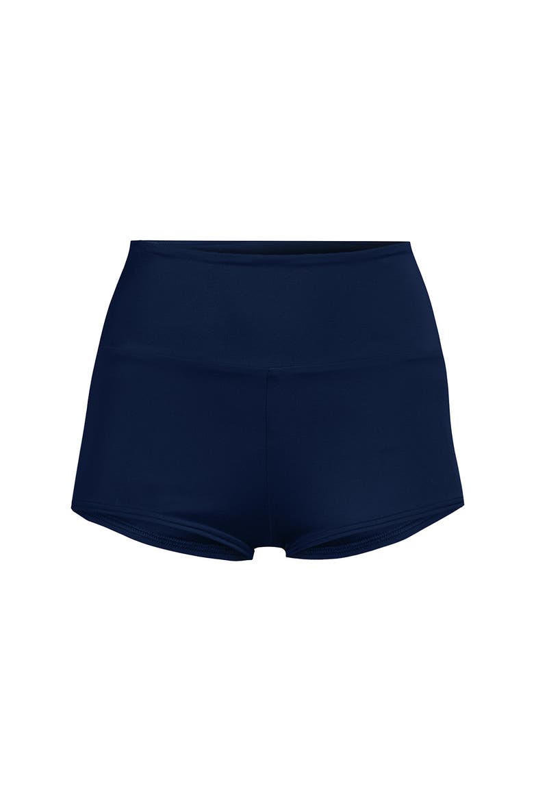 Tugless High Waisted Swim Boy Shorts, Alternate, color, Deep Sea Navy