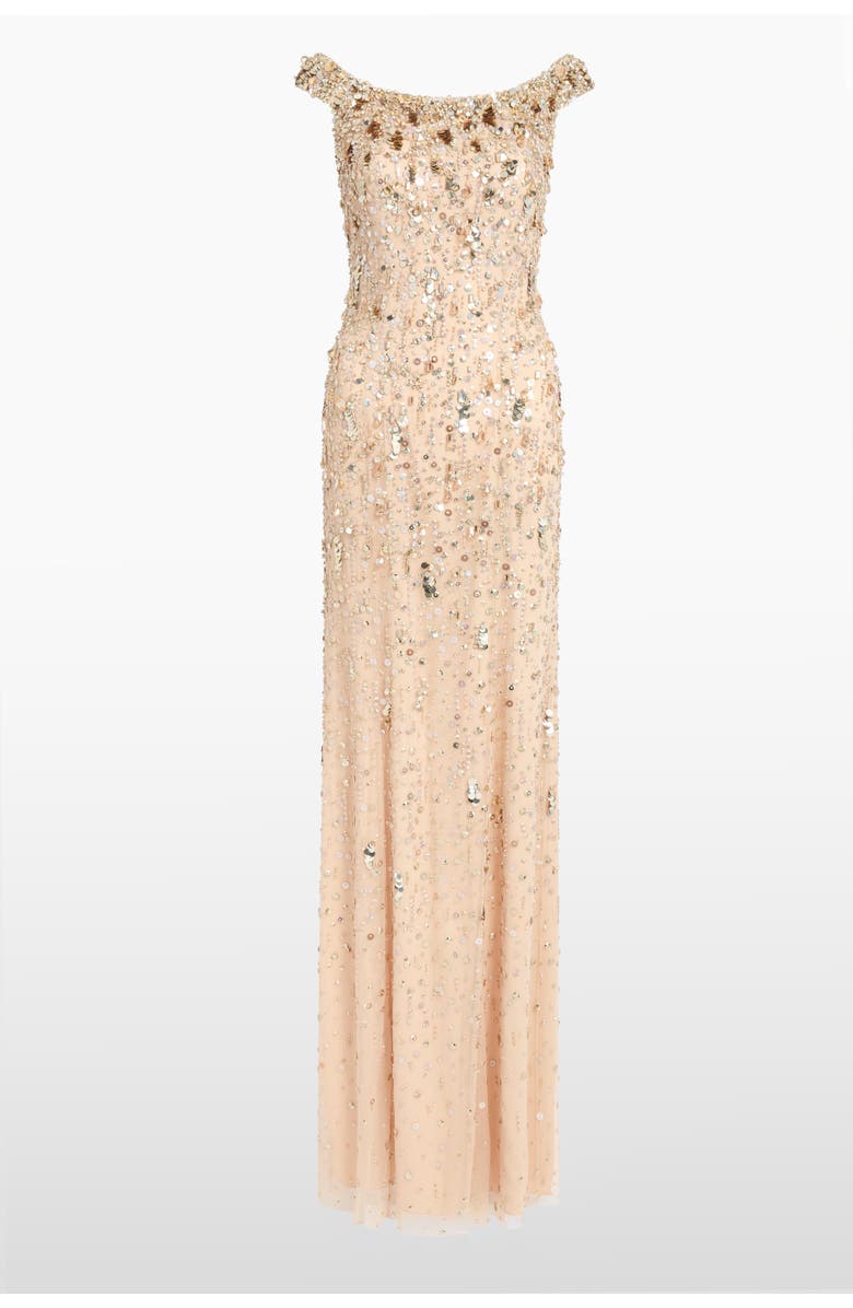 Jenny Packham Jessie Beaded Dress, Main, color, Illusion