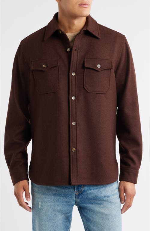 Schott Nyc Cpo Wool Blend Work Shirt In Brown