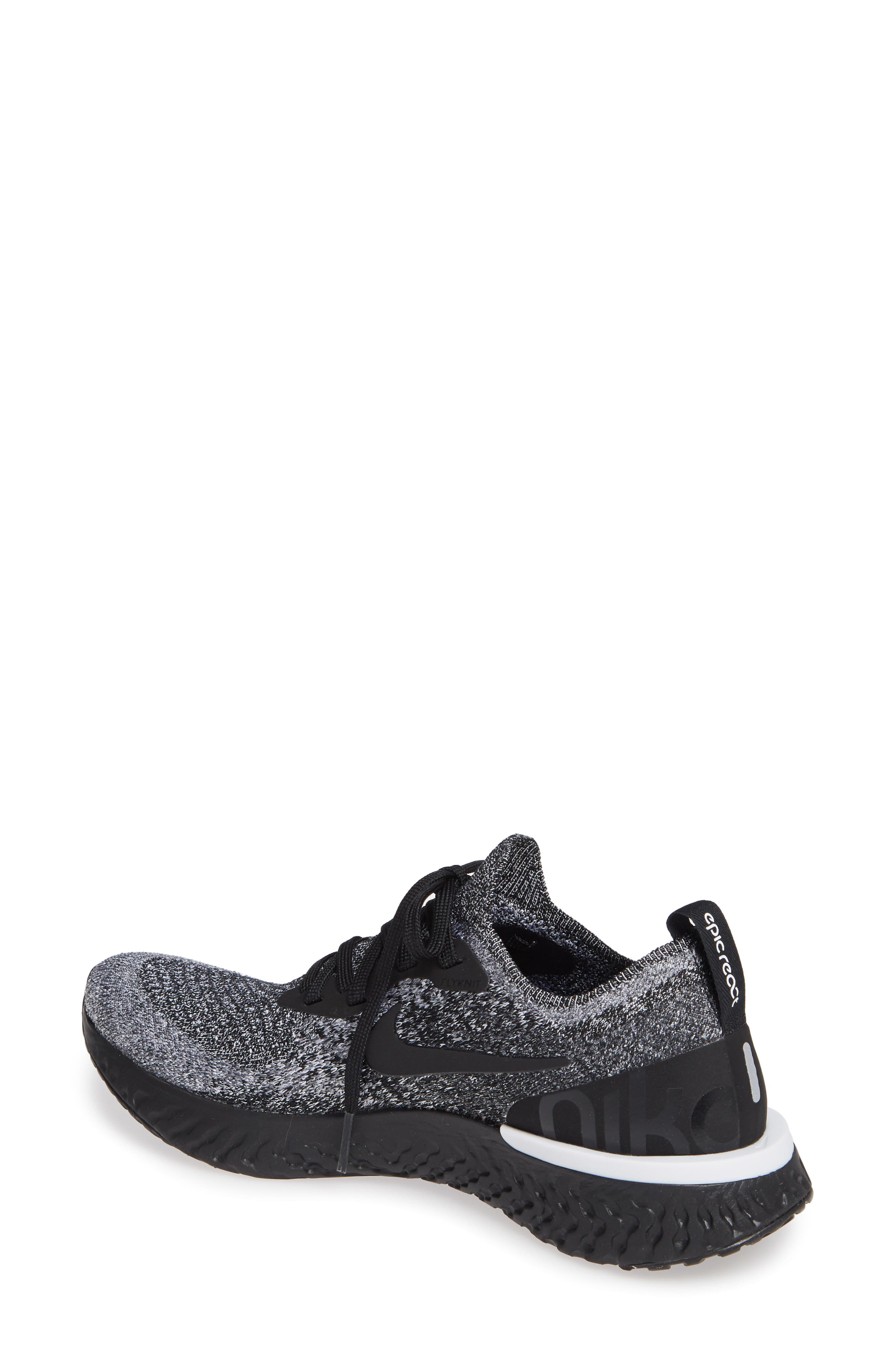 Epic React Flyknit Running Shoe, Alternate, color, BLACK/ BLACK-WHITE