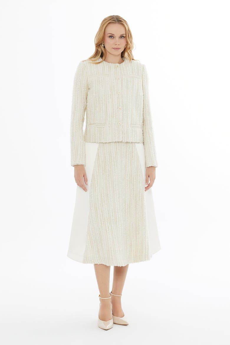 Button-Front Long-Sleeve Short Layering Jacket, Alternate, color, Ecru