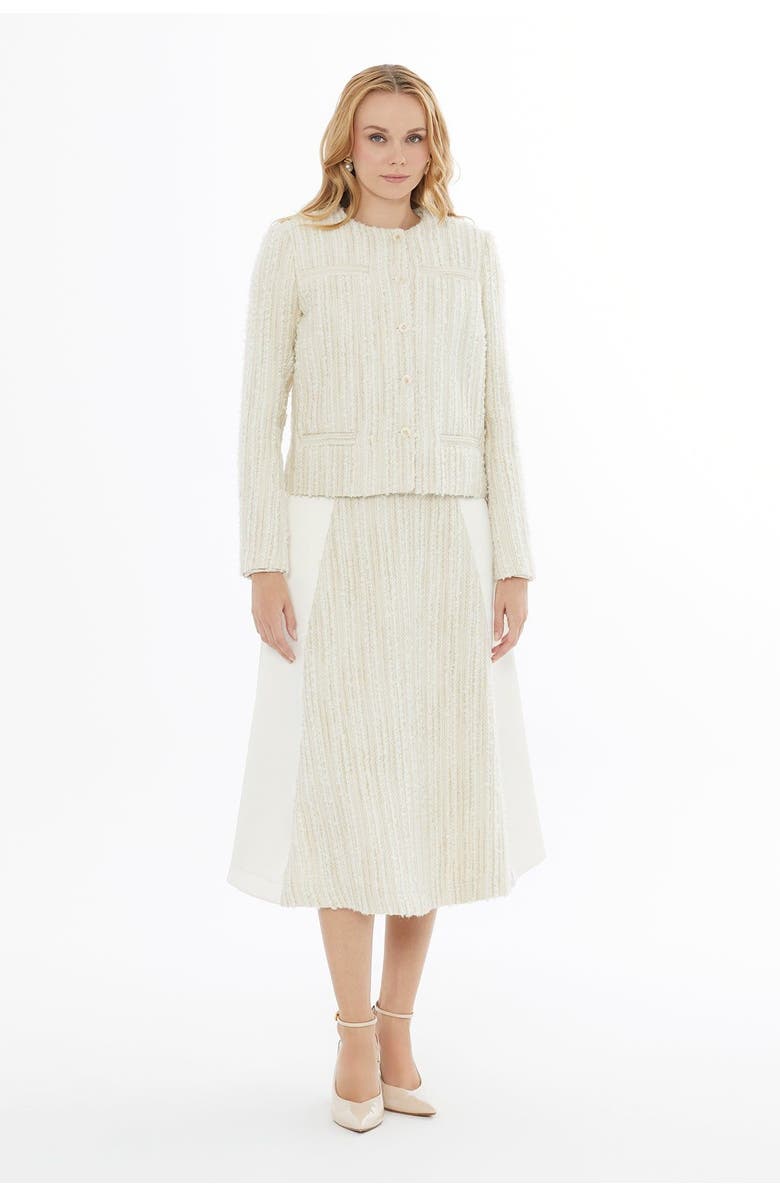 Gizia Button-Front Long-Sleeve Jacket, Alternate, color, Ecru