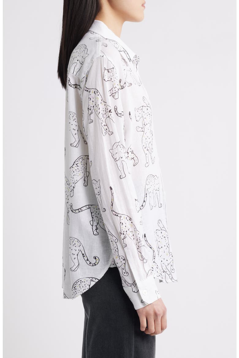 Charli Linen Blend Button-Up Shirt, Alternate, color, BELIZE JAGUAR