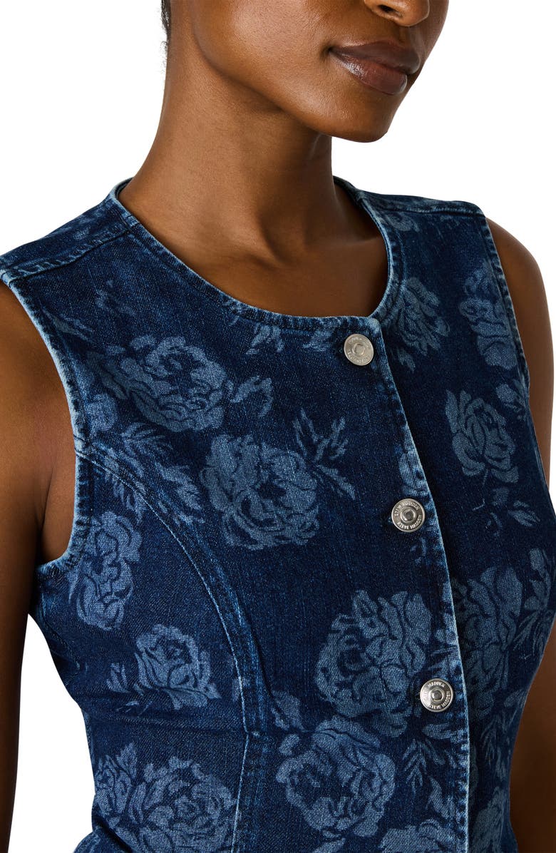 Steve Madden Wesley Floral Denim Vest, Alternate, color, Rose Frost