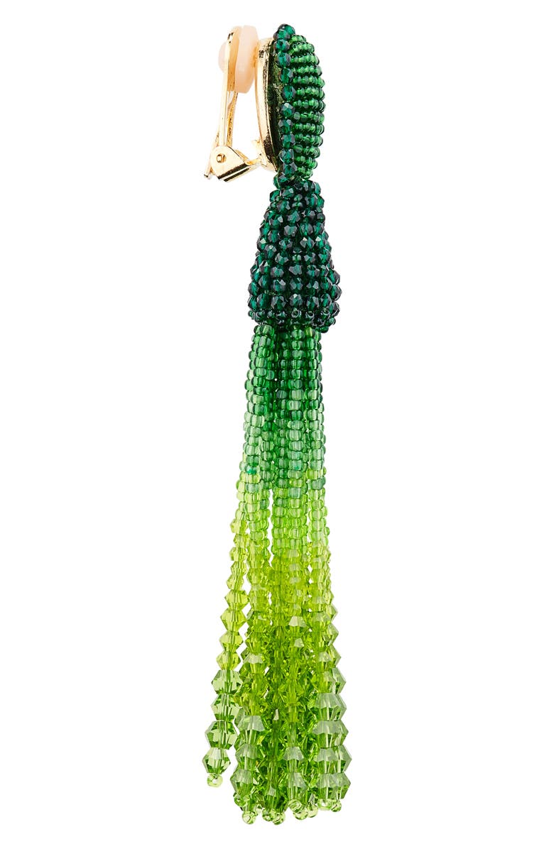 Oscar de la Renta Dégradé Beaded Tassel Clip-On Earrings, Alternate, color,