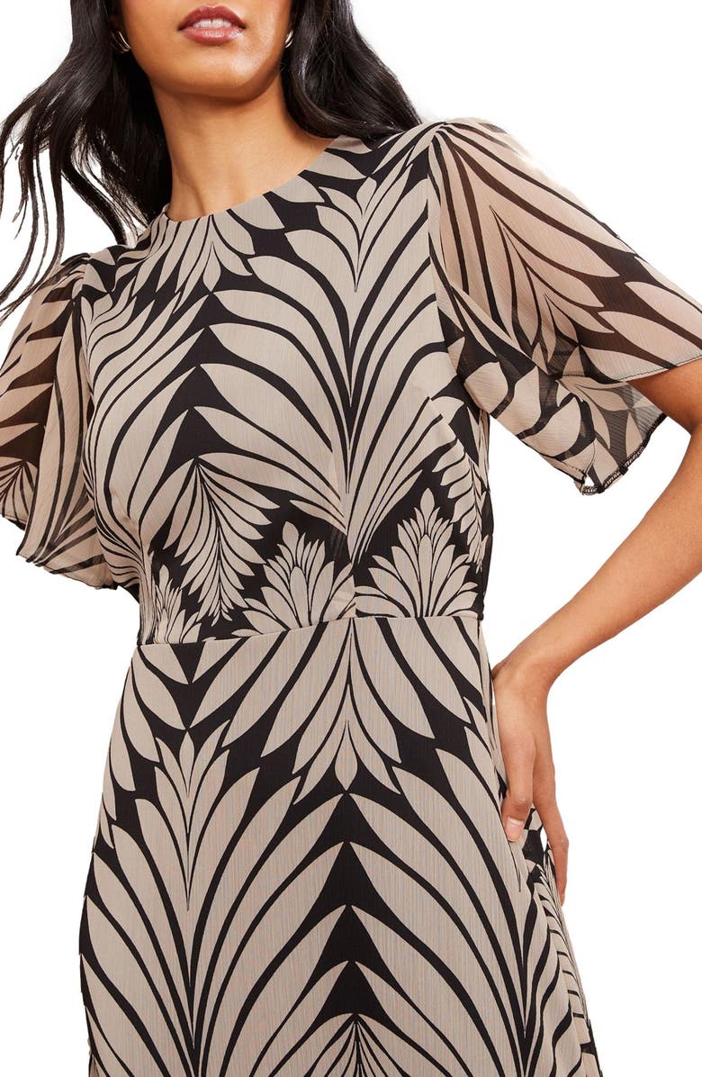 Friends Like These Leaf Print Chiffon Maxi Dress, Alternate, color, Black/ Ivory
