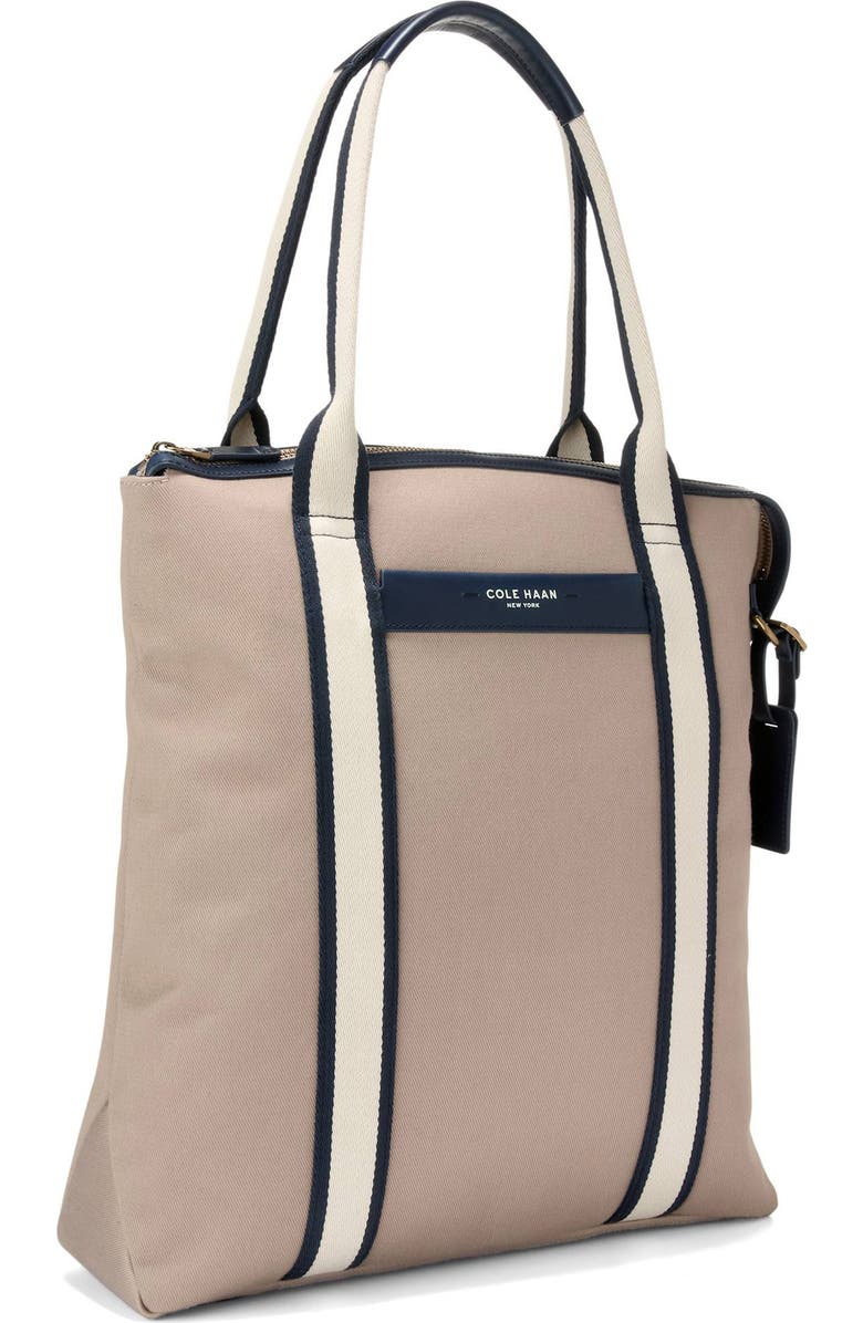 Cole Haan Judson North/South Brushed Twill Tote, Alternate, color, Oxford Tan/Navy Blazer/Angora