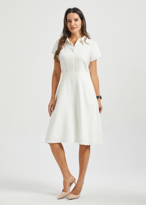 AirWeave Fit & Flare Shirt Dress Stretch Linen