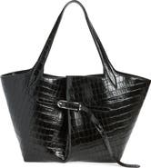 LIFFNER Belted Croc Embossed Leather Tote