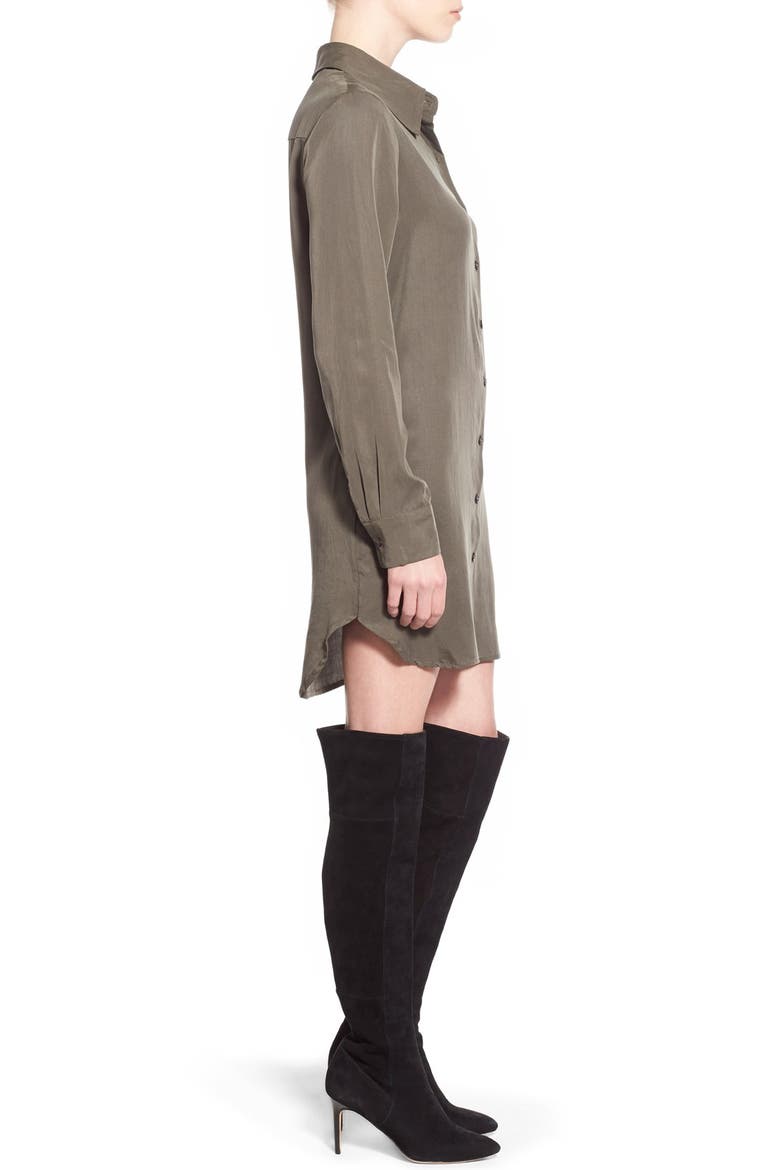 Button Front Shirtdress, Alternate, color, OLIVE