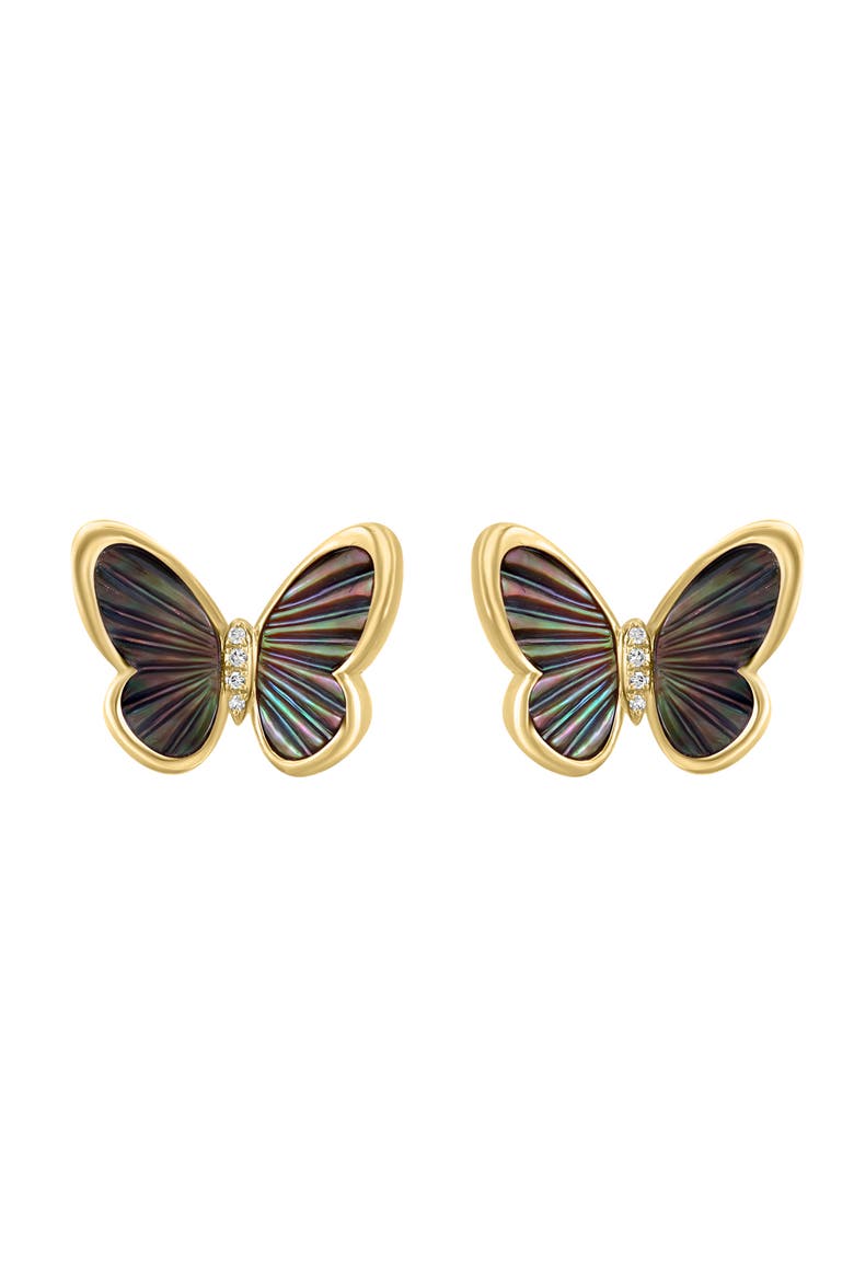 14K Yellow Gold Diamond,Mother of Pearl Earrings, Main, color, Hematite and FW Blush Pearl