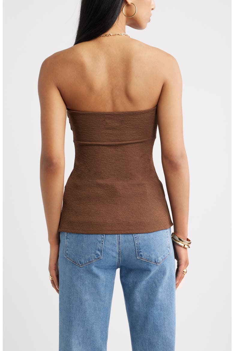 Puckered Crepe Bandeau Top, Alternate, color, BROWN TERRA
