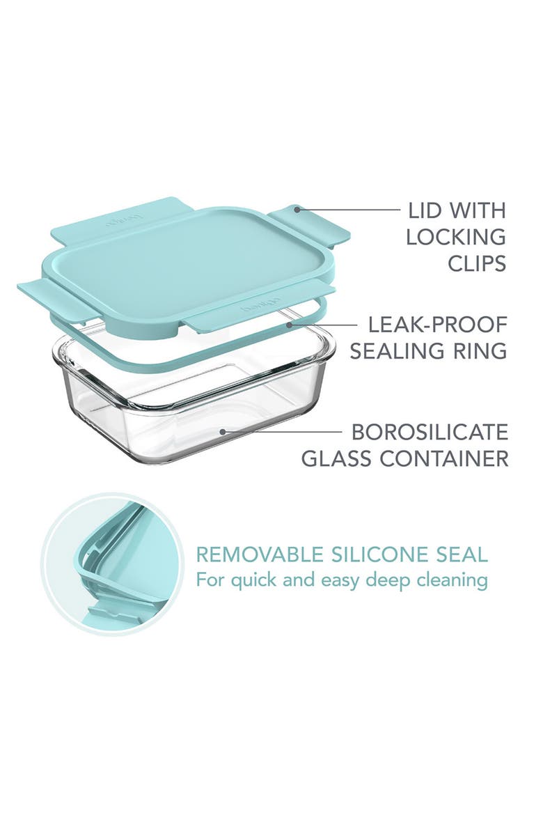12-Piece Leak Proof Glass Food Storage Set, Alternate, color, AQUA