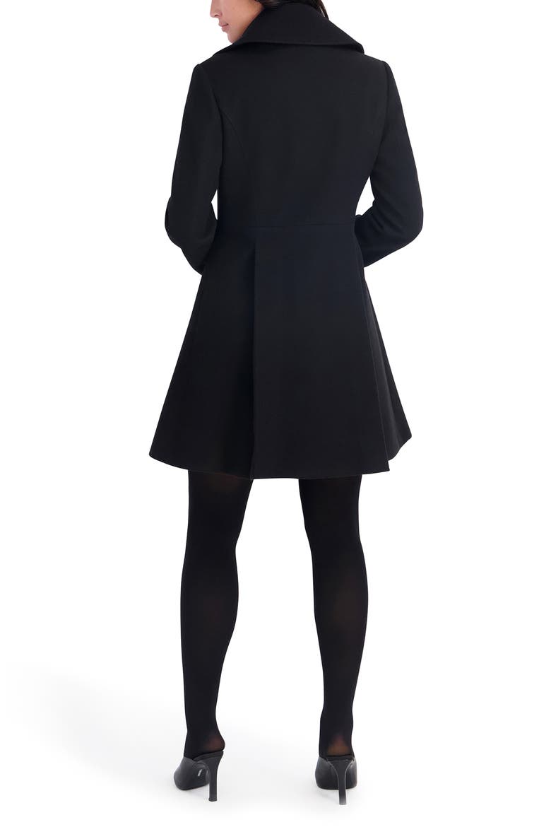 Asymmetric Button-Front Pleated Coat, Alternate, color, BLACK
