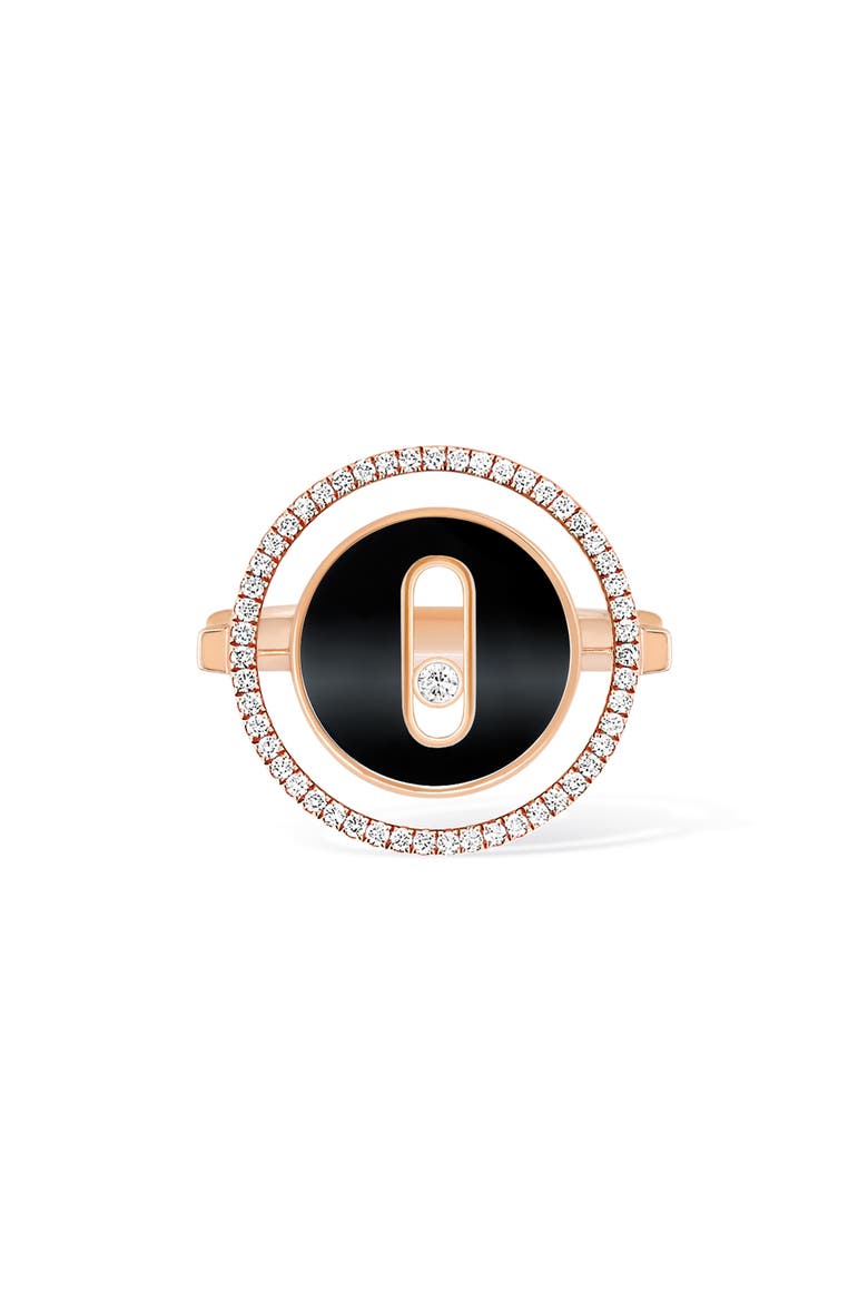 Lucky Move Diamond & Onyx Ring, Alternate, color, PINK GOLD