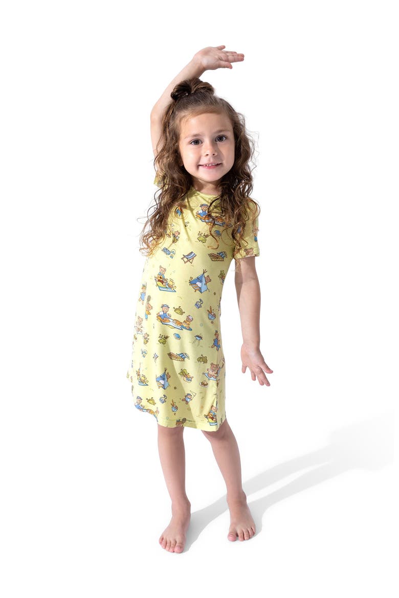 Kids' Teddy Bear Picnic Short Sleeve Dress, Alternate, color, Teddy Bear Picnic