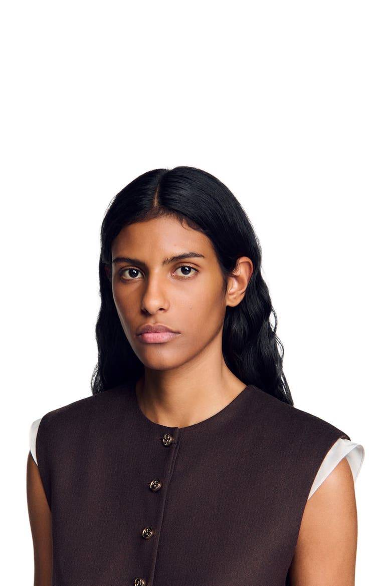 2-in-1 wool crop top, Alternate, color, Light brown