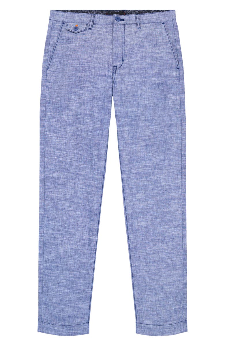 Robert Graham Dixton Straight Leg Cotton & Linen Pants, Alternate, color, Indigo