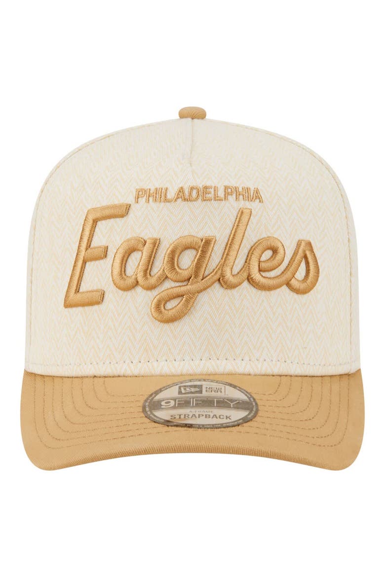 Men's New Era  Cream Philadelphia Eagles Herringbone 9FIFTY A-Frame Snapback Hat, Alternate, color, Cream