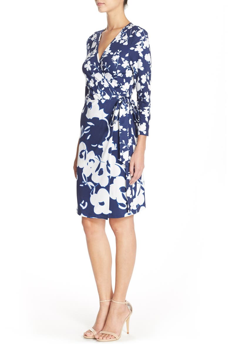 Floral Jersey Wrap Dress, Alternate, color, NAVY FLORAL