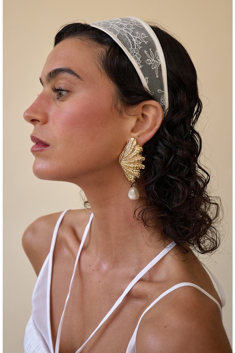 Giselle Lace Wide Headband, Alternate, color, IVORY