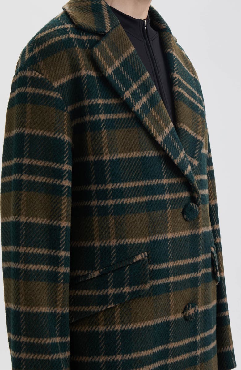 Hunter Carra Brushed Plaid Coat, Alternate, color, Hunter Plaid