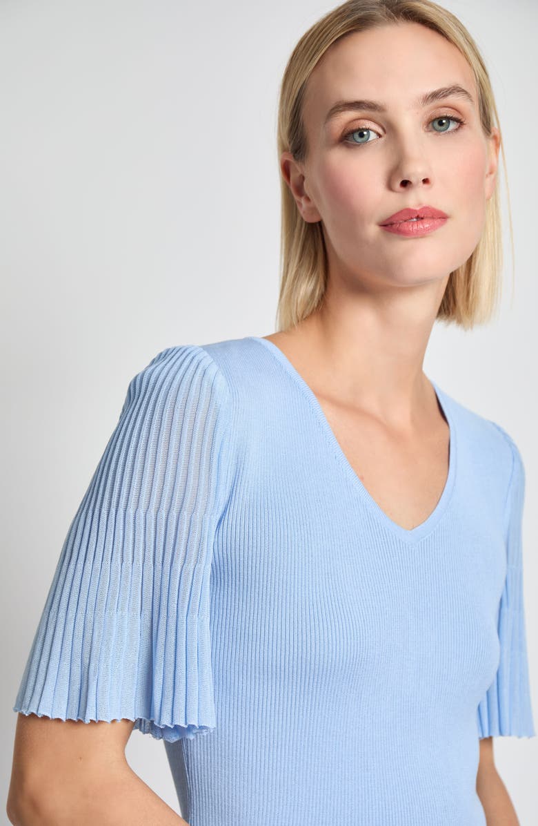 Misook Heritage Flutter Sleeve Rib Top, Alternate, color, 