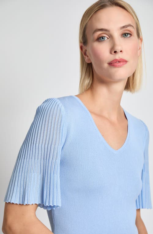 Misook Heritage Flutter Sleeve Rib Top In Arctic