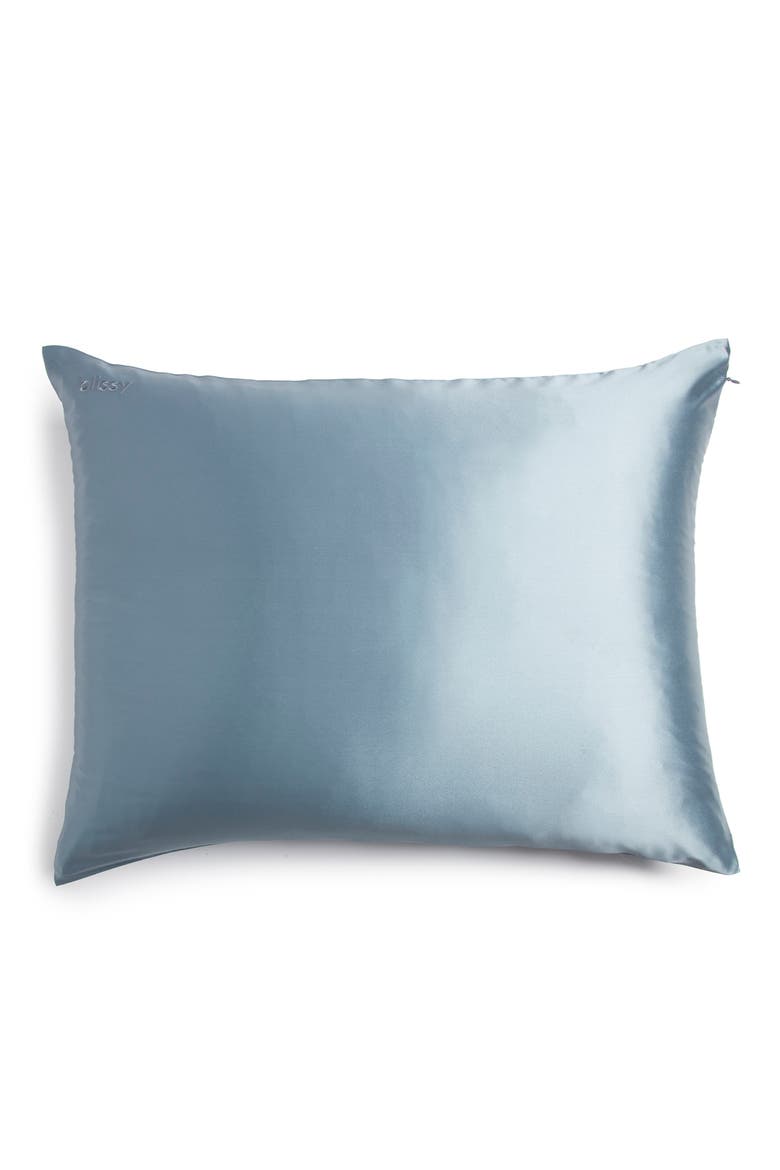 Mulberry Silk Pillowcase, Alternate, color, ASH BLUE