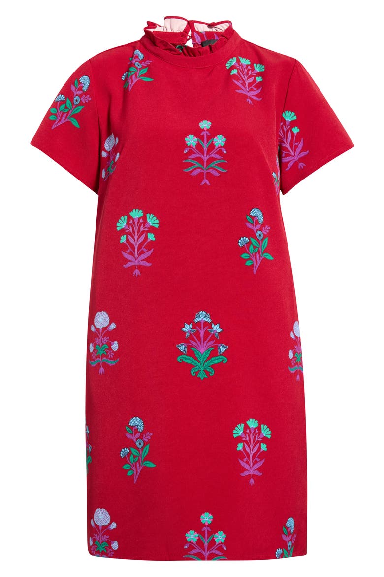 Rickie Genora Ruffle Shift Minidress, Alternate, color, BURGUNDY-MULTI