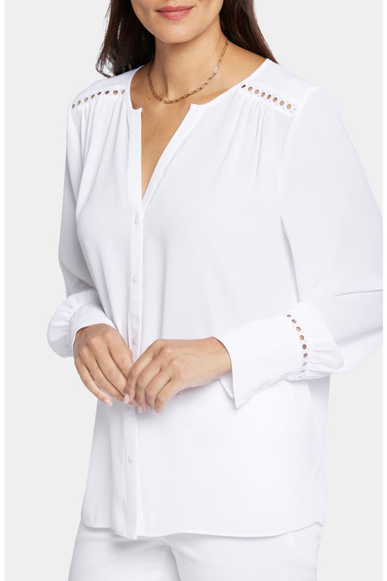 Liliana Lace Inset Peasant Top, Alternate, color, OPTIC WHITE