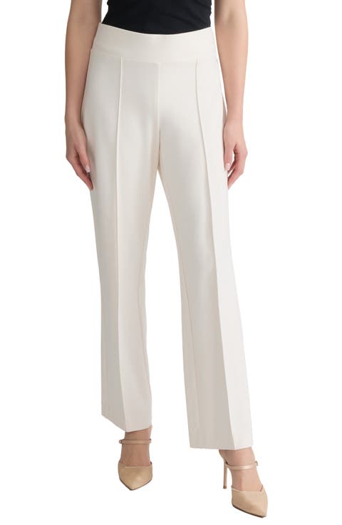 Pintuck Pull-On Straight Leg Pants