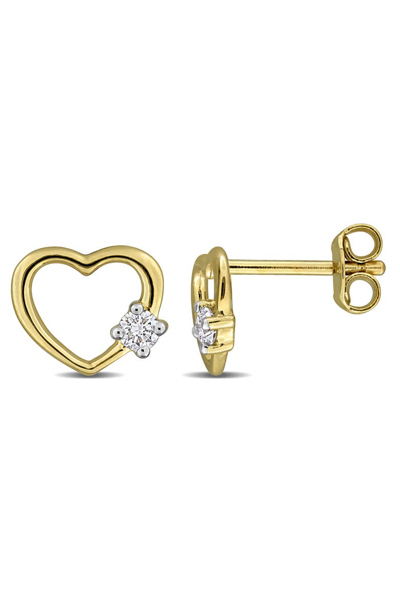 Lab-Grown Diamond Heart Earrings Yellow Silver, Main, color, Yellow Plated Sterling Silver