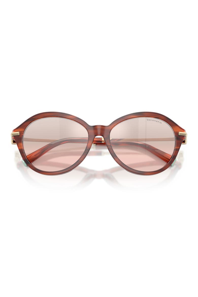 56mm Gradient Round Sunglasses, Alternate, color, RUBY STRIPED HAVANA / PINK