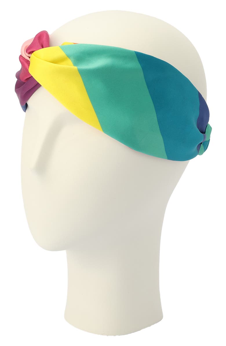 Kurt Geiger London Rainbow Stripe Knotted Satin Headband, Alternate, color, 