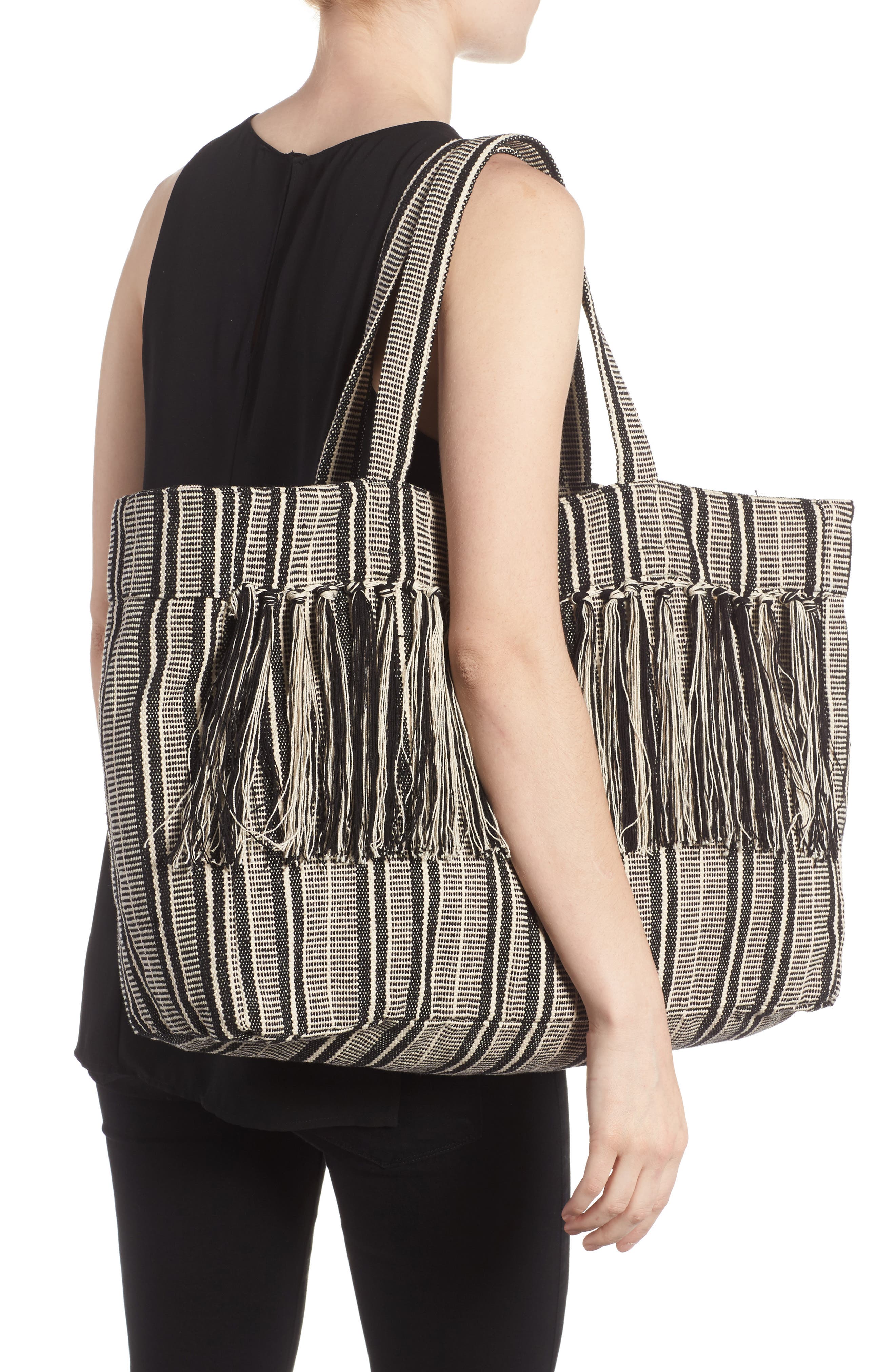 Sole Society Hendrix Stripe Canvas Tote, Alternate, color, 