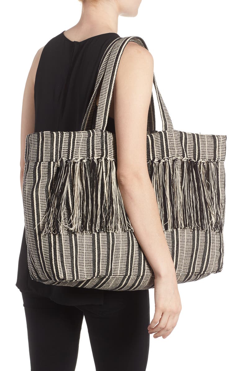 Sole Society Hendrix Stripe Canvas Tote, Alternate, color,