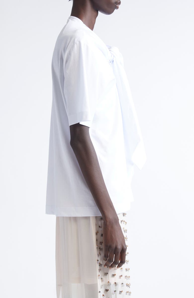 Dries Van Noten Hebitta Bow Neck Short Sleeve T-Shirt, Alternate, color, White